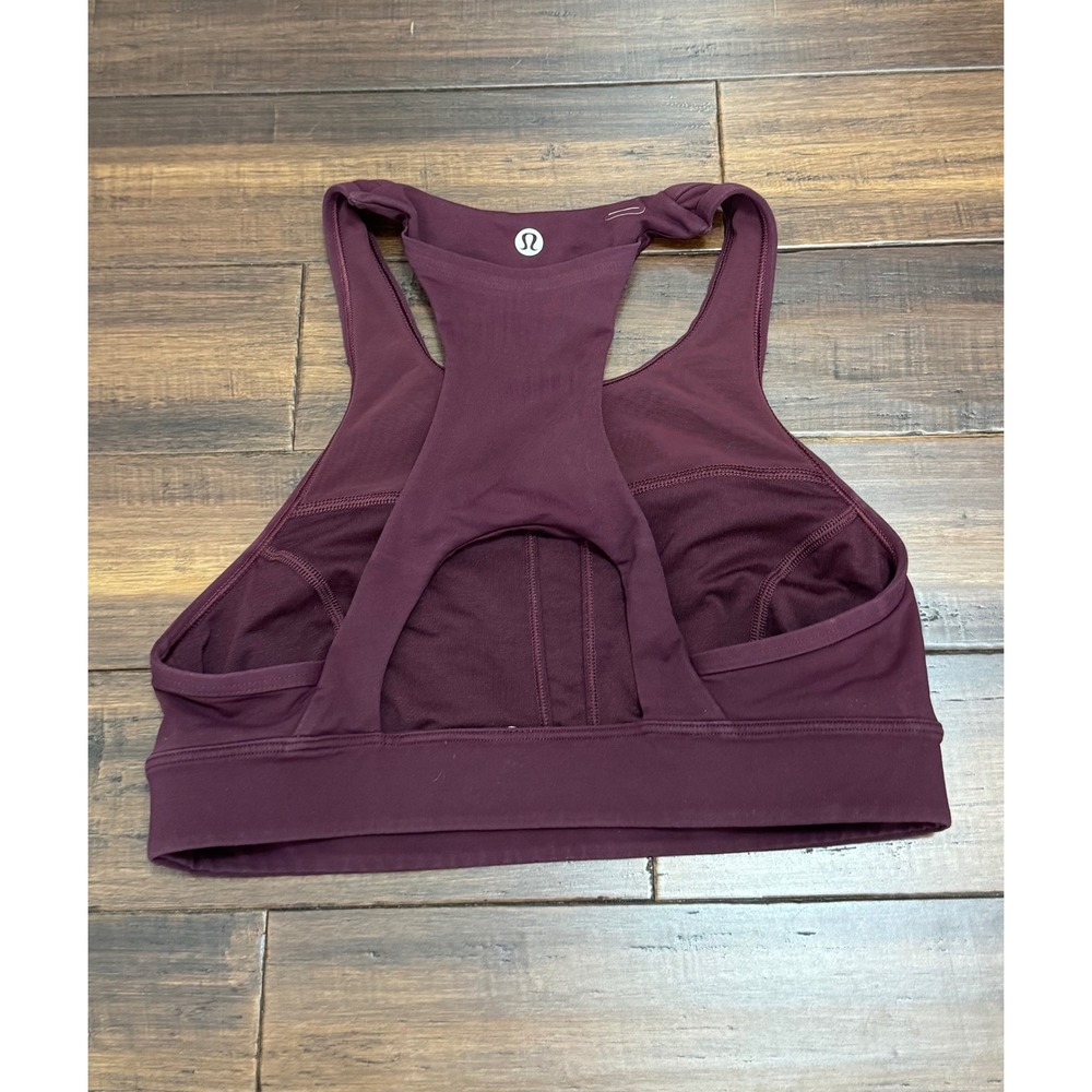 Lululemon Invigorate High Neck Sports Bra Size 6 Burgundy Plum Everlux Racerback